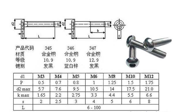 Pan head hex socket cap bolts