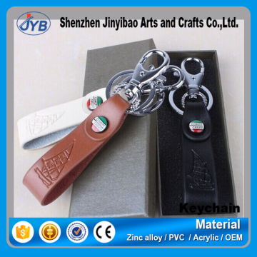 custom color brown pu leather belt strap keyring