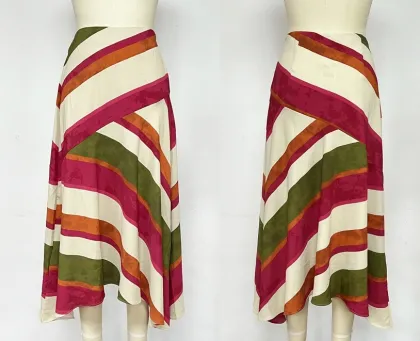 Striped Asymmetric Printed Skirt