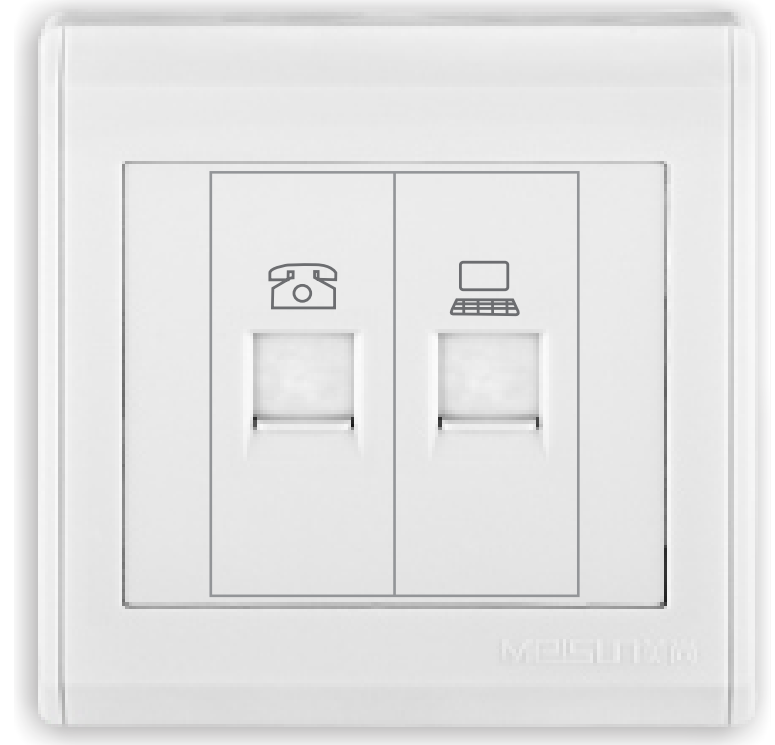 Wall electric computer socket and tel socket