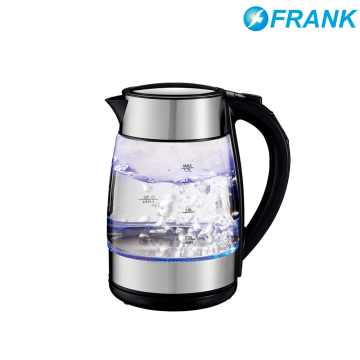Stainless Steel Trim Blue LED Glass Kettle