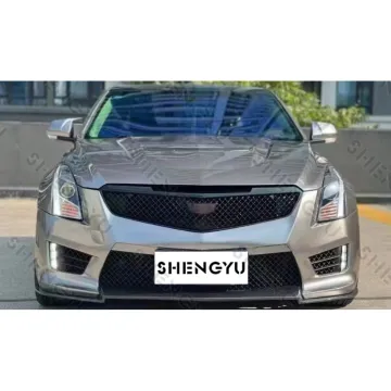 Car Front Bumper with Grille, Front Lip, Hood, and Fender Upgrade Kit for Cadillac ATS 14-19 to ATS-V