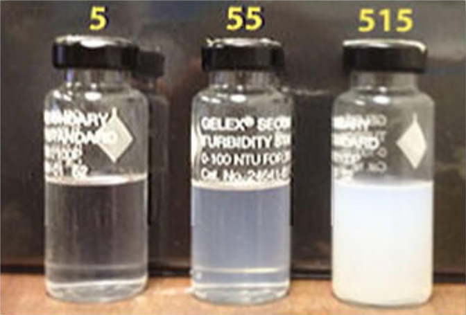 Different levels of water turbidity