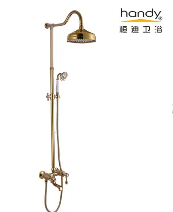 Bathroom Rainfall Tub Shower Faucet Gold Polished