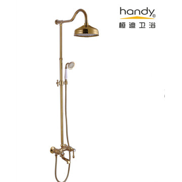 Bathroom Rainfall Tub Shower Faucet Gold Polished