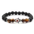 Semi Precious Stone Evil Eye Lava Stone Bracelet