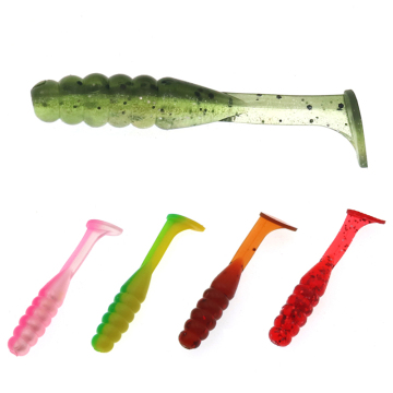 ERRANTRY 10pcs 1.5g 50mm Soft Silicone Fish Bait T-Tail Worm Artificial Fishing Tackle