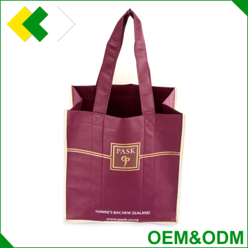 Promotional luxury elegant fabric cooler wine bottle bag non woven packing gift wine tote bag wholesale