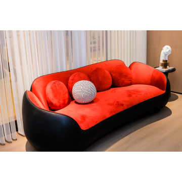 Sofá de asiento micro de 3 plazas negro y rojo