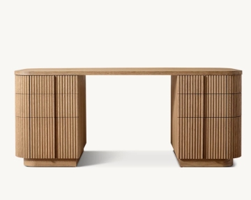 Modern Luxury Solid Oak Wood Mulholland Office Desk with Storage Drawer