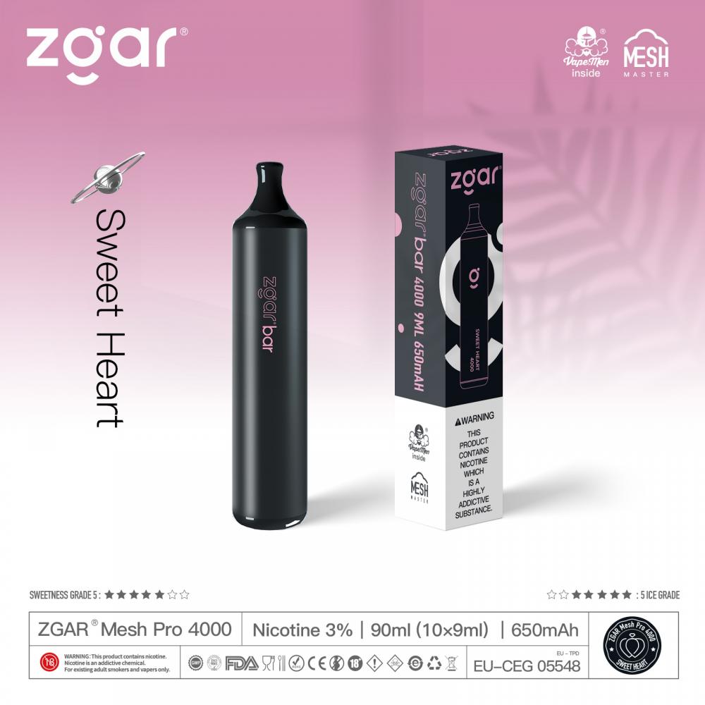 Zgar 4000 Puffs قلم vape القابل للتصرف