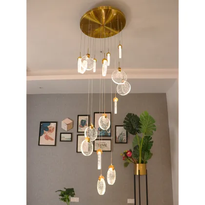 Modern Gold Bubble LED Foyer Chandelier