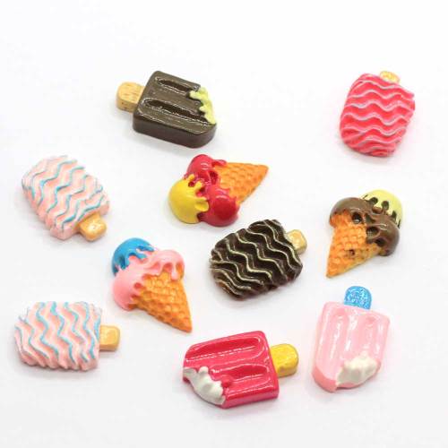 Kawaii Popsicle Resina Flatback Cabochon Perline Simulazione Cono dolce Cibo estivo Artigianato fatto a mano Forcina per accessori