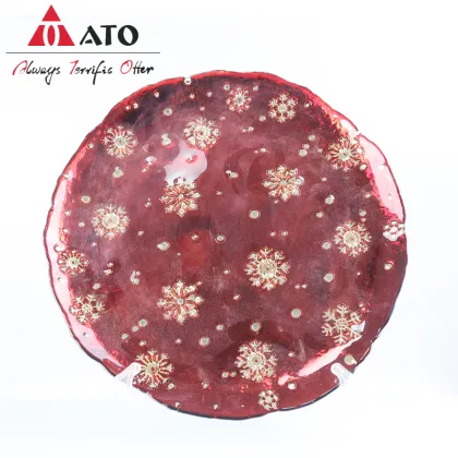 Christmas Disposable Glass Plate Snowflakes Pattern Plate
