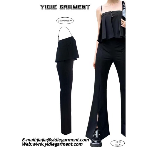 Spaghetti Straps Black Pleated Ladies Camisole Tops