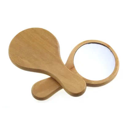 Portable Wood Makeup Mirror Handheld Mirror