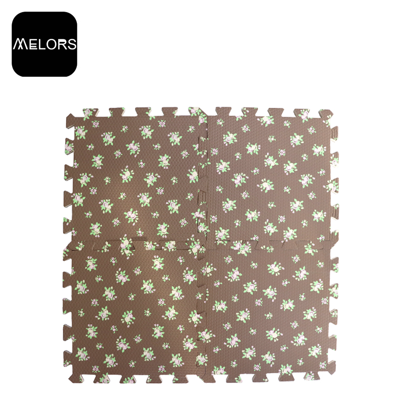 Brown Flower Baby Interlocking EVA Foam Play Mat