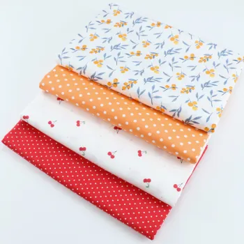 ZENGIA 50X160cm Fruit Loquat Cherry Cotton Twill Fabric For Sewing Making Baby Skin-Friendly Bedding Pajamas Cloth