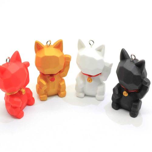 Nieuwe Kawaii 23 * 30 * 42 MM Hars Cartoon Fortuin Kat Charms Bulk 100 stks Cartoon Dier Fortuin Kat hangers Sieraden