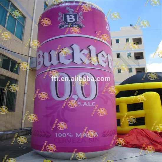 2016 Custom New Giant Cheap Hot Sale Pink Inflatable Drink Can Bottle For Advertising