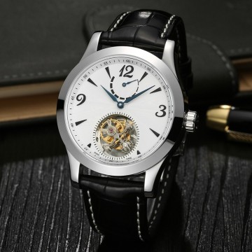 High End Men Tourbillon Business Watch, Custom Logo Genuine Crocodile/Alligator Leather Wrist Watch
