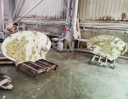 Onyx Dining Table Top: Translucent Light Crystal White Jade Natural Marble