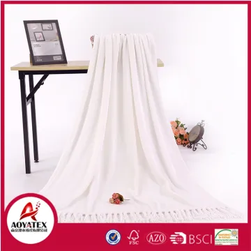 polyester knitted flannel fleece softextile blanket with Chenille tassel