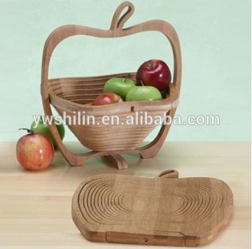 Hot Sales apple shape bamboo fruit baskets with handle