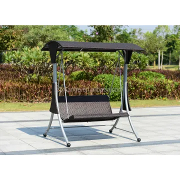 Outdoor 3 Seater Swing with Canopy - Rattan Hanging Chair for Garden
