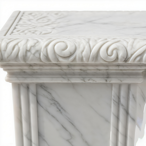 Elegant Carved Marble Garden Bench with Victorian Design