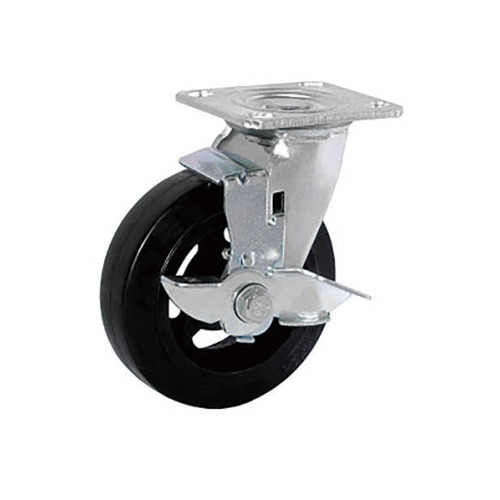 Heavy Duty Rubber With Iron Side Brake Casters