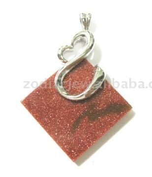 925 sterling silver pendant with gold sandstone setting