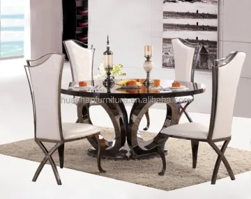 DH-1443 Buy furniture from china online dining room set 8 seater marble dining table stainless steel table