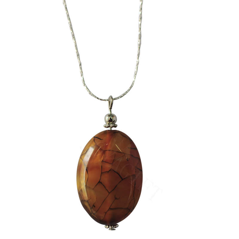 Collier d&#39;agate de pierres précieuses naturelles avec chaîne en argent