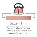 Brown Mirror Stainless Steel Whistling Tea Kettle