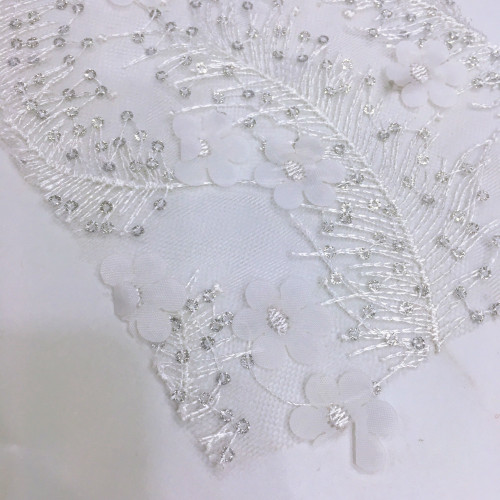 3D Chiffon Flower With Glitter Sequin Embroidery Fabric