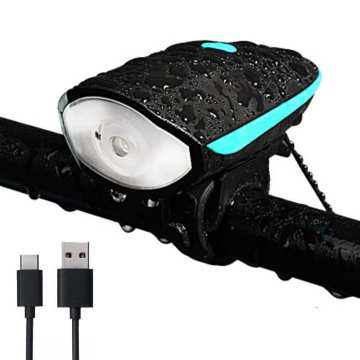 USB Rechargeable Bicycle Bell Flashlight with Horn and Headlight