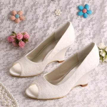 ivory lace wedges