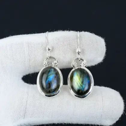 Blue Labradorite Gemstone Earrings 925 Silver Earrings