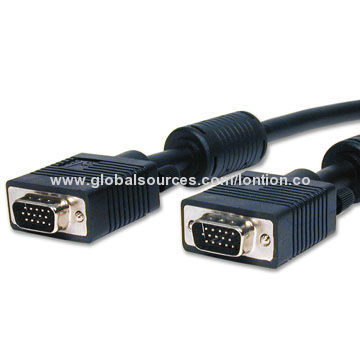 High-premium Gold-plated HD 15-pin VGA Cable, Male-to-Male with Ferrite Cores