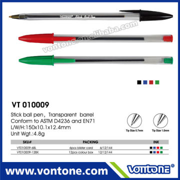 Cheap price stick ball pen, bic roller pen in bulk selling with OEM customized