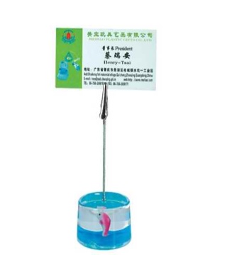 card holder standing clip with customized floater and liquid
