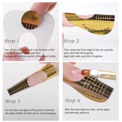 Custom Logo Acrylic Nail Extension Gel Paper Nail Forms 500pcs Durable Nail Form