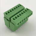 Double row straight angle pin pluggable terminal block