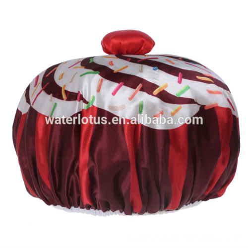 newest style factory sale cake design colorful print fashion shower cap