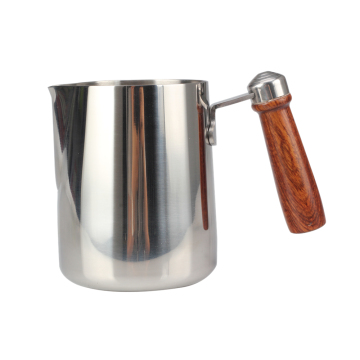 Stainless steel Milk Frothing Pitcher with wood handle