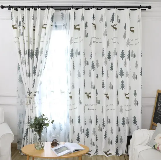 Custom Tree Deer Print Blackout Curtains for Living Room: Enhance Your Home Decor with Stylish Grommet Window Drapes