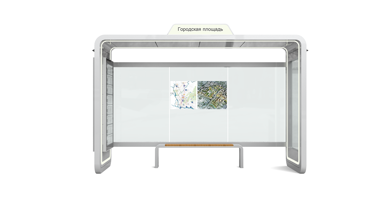 Solar-Powered Bus Shelter with LED Advertising Billboard
