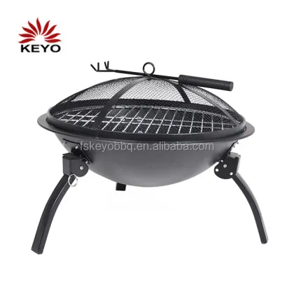 22"" Foldable Metal Garden Fire Pit BBQ Charcoal Fireplace BBQ Grill