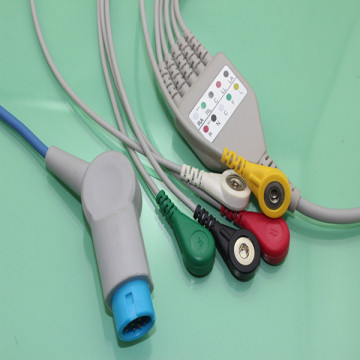 5 lead ecg cable, Bruker One -piece 5 lead ECG cable with leadwires
